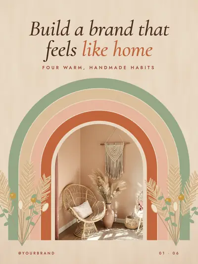 Boho Vibe style cover slide: terracotta, rainbows and dried flowers