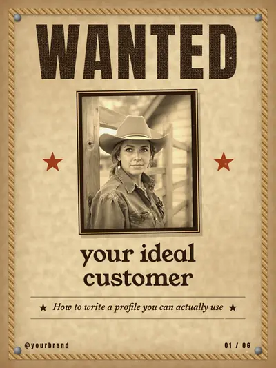 Cowboy style cover slide: a wanted poster on parchment