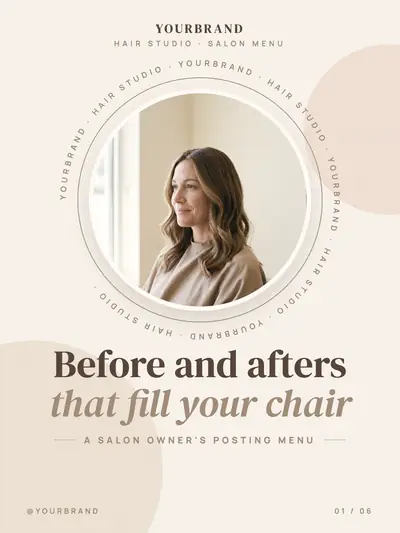 Hairstyles style cover slide: a salon menu with before and after