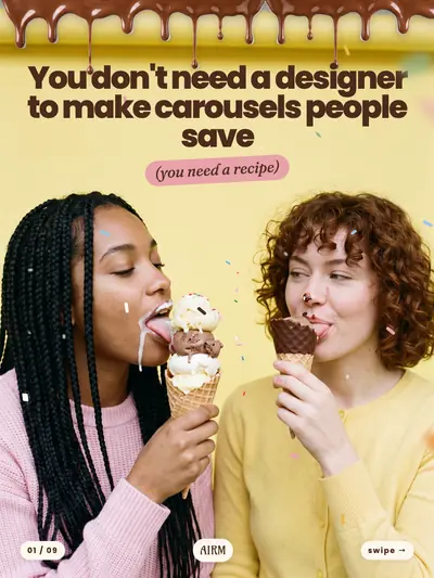 Ice Cream style cover slide: pastel shoot with chocolate drizzle and confetti
