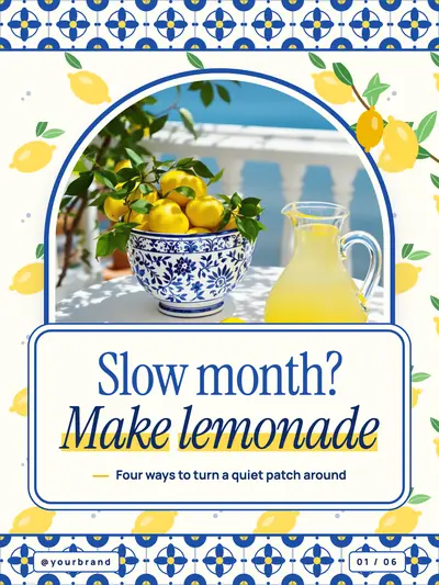 Lemons style cover slide: amalfi citrus and blue tiles
