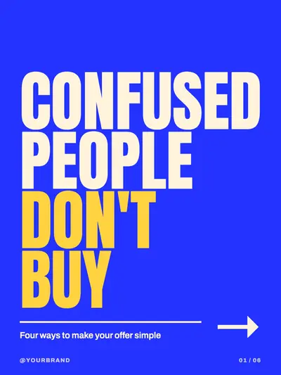 Simple style cover slide: one idea per slide on a bold colour